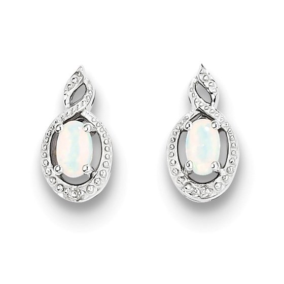 Sterling Silver Created Opal & Diamond Earrings Sterling Silver Created Opal & Diamond Earrings